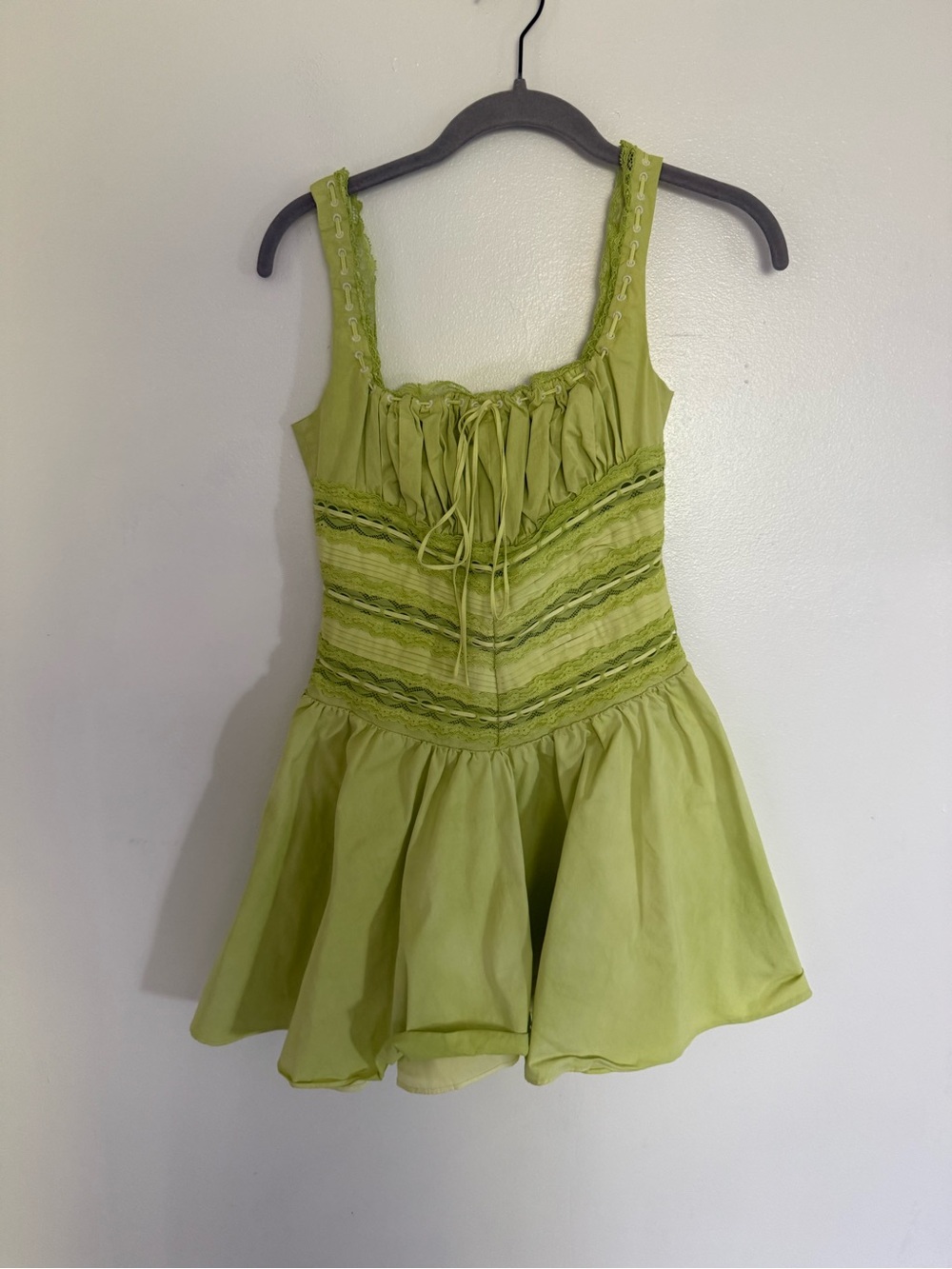 House Of CB Dress Tiffani Mini Fit & Flare in Neon Lime Green - Picture 2 of 5